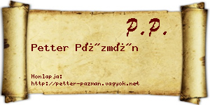Petter Pázmán névjegykártya
